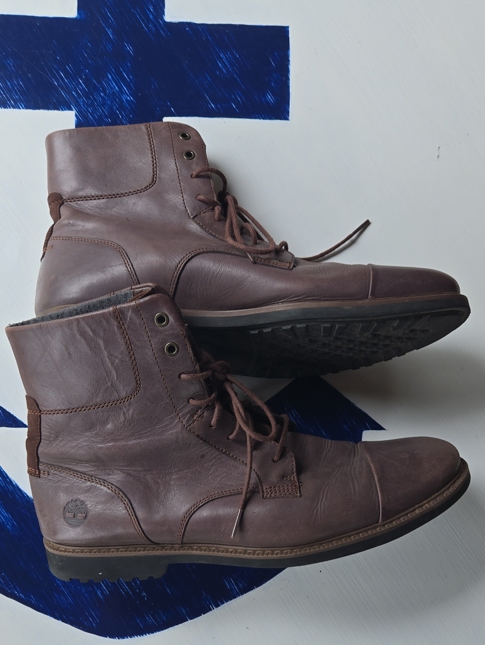 Timberland "Lafayette Park" Smooth Mocha Brown Leather Lace-up Boot Size 10.5